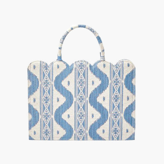 Blue Small Mrs. Alice Ikat Tote Bag