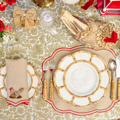 Putty & Red Eloise Linen Placemats & Henrietta Hen Napkins (Set of 4)