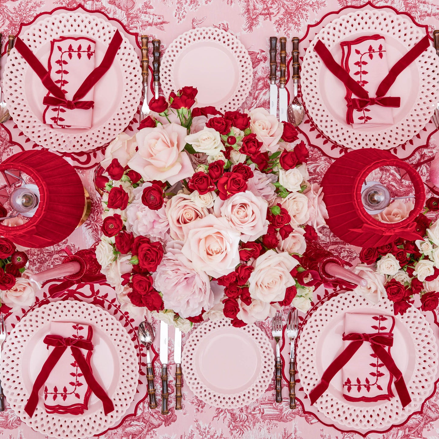 Pink Basketweave Starter Plates (Set of 4)
