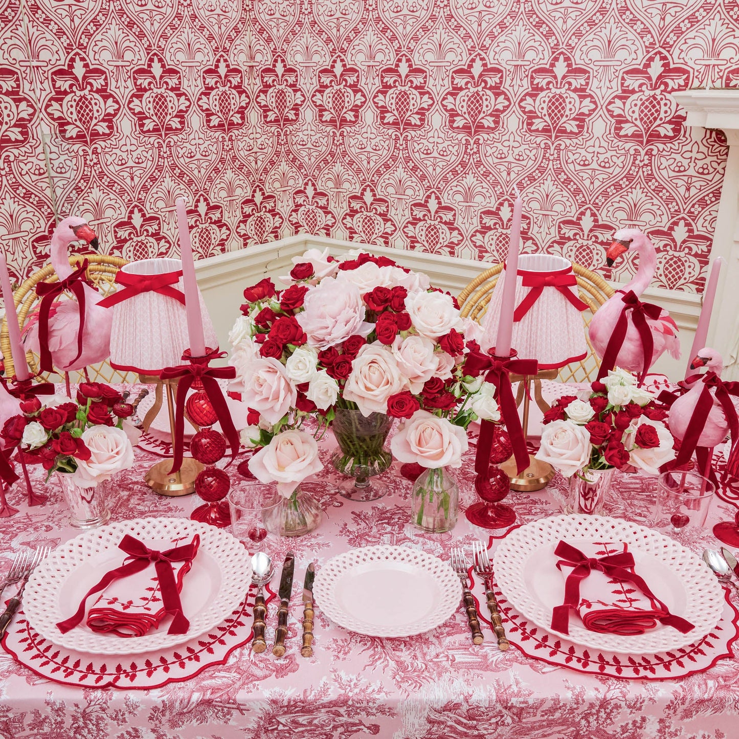 Pink Basketweave Starter Plates (Set of 4)