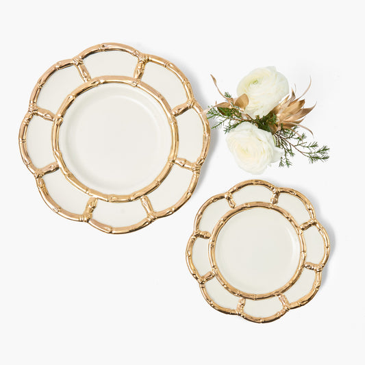 Gold Petal Bamboo Ceramic Starter Plate