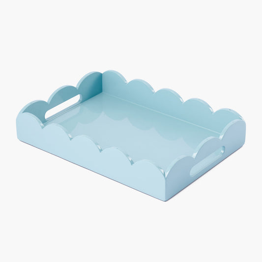 Duck-egg Blue Small Scalloped Lacquer Tray