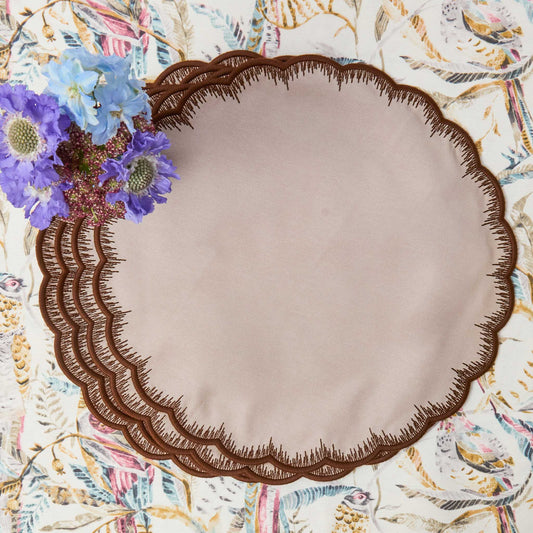 Taupe & Chocolate Isabella Placemats (Set of 4)