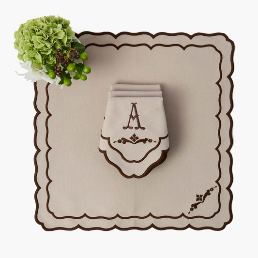 Taupe & Chocolate Doris Napkins (Set of 4)
