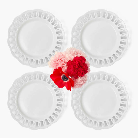 White Lace Starter Plates (Set of 4)