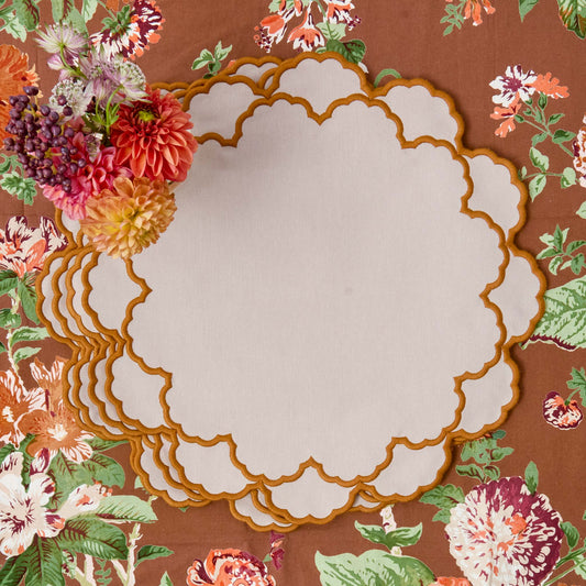 Taupe & Mustard Lily Placemats (Set of 4)