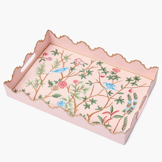 Small Pink Chinoiserie Tole Tray